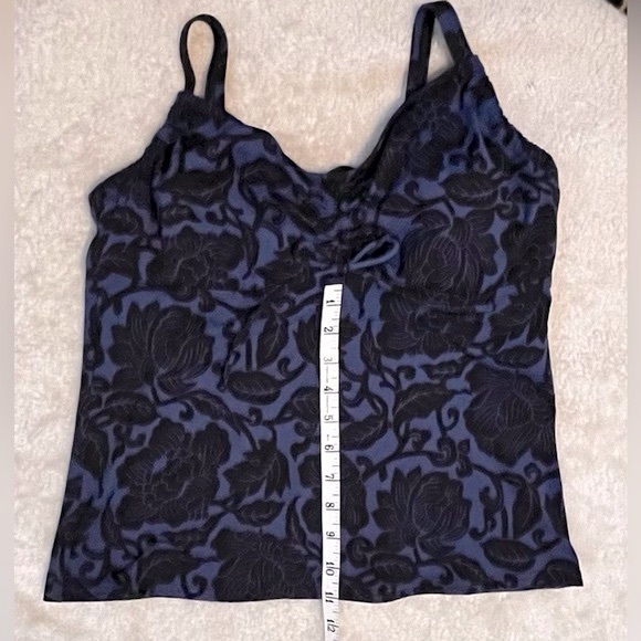 SOLD Lands' End Women's Bl/Blk  Floral Underwire Swim Tankini Top Pads 10 DD - Picture 7 of 14